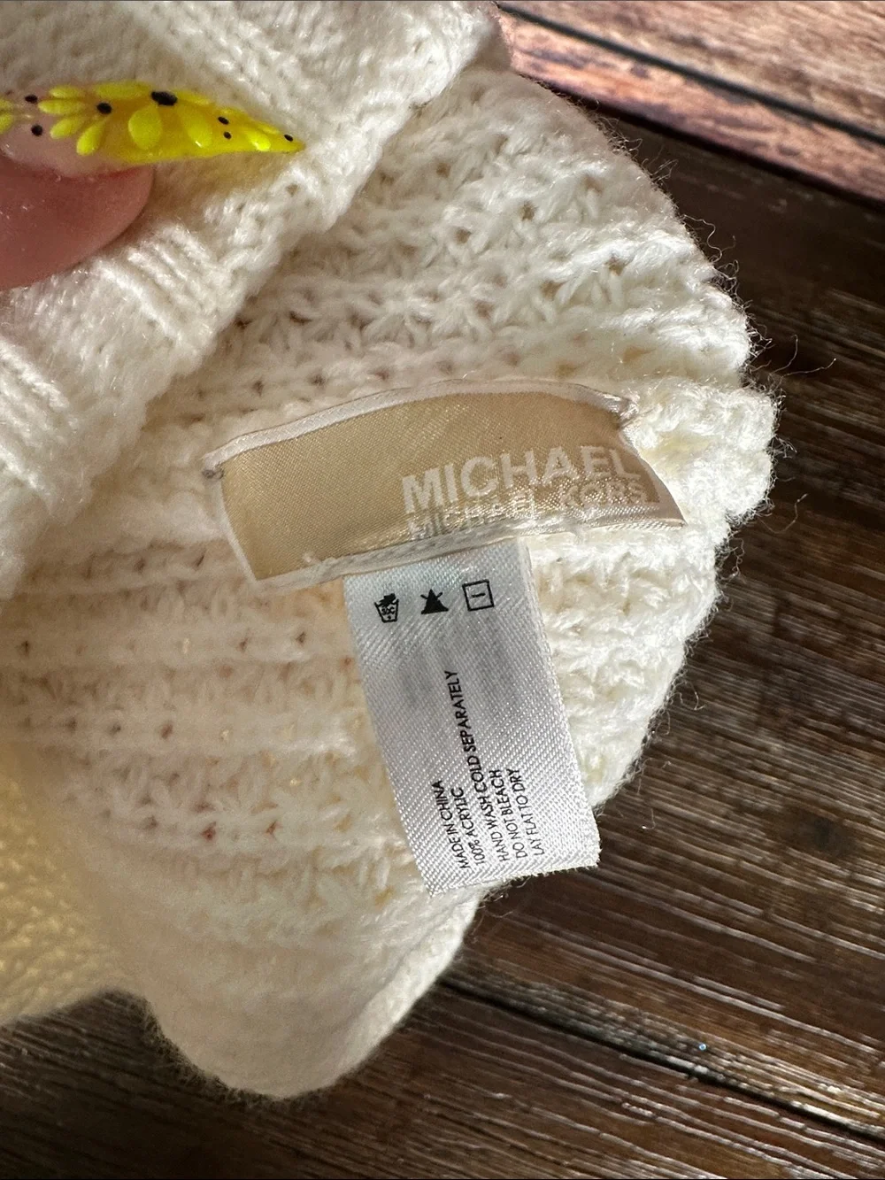 Michael Kors Cream Knit Visor Beanie with Logo Button